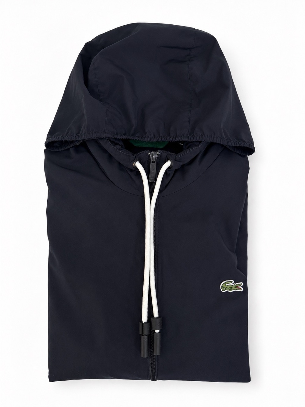 Lacoste Black Lined Full Zip Lightweight Jacket Detachable Hood Men’s Medium - Picture 10 of 11